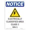 Signmission OSHA Notice, 7" Height, Electrically Classified Sign With Symbol, 7" X 5", Portrait OS-NS-D-57-V-11705 - alternate 1